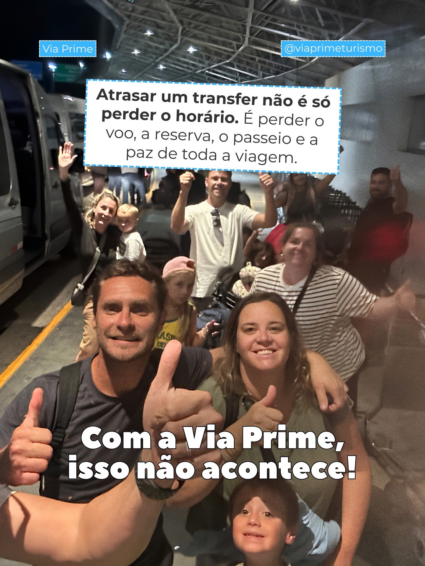 Família chegando ao Rio de Janeiro e sendo recepcionada com conforto por uma van exclusiva da Via Prime.